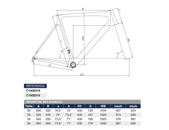 Kit cadre et fourche Gravel carbone EXS 700 à disque - Taille 50 vert