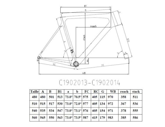 Kit cadre et fourche Route carbone EXS 700 à patins – Taille 48 noir
