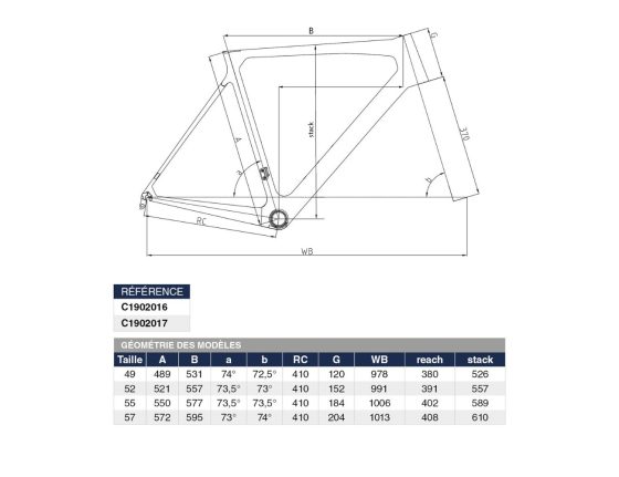 Kit cadre et fourche Route carbone EXS 700 à disque – Taille 57 noir
