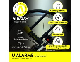 Antivol U Auvray U ALARM 90 cm avec support