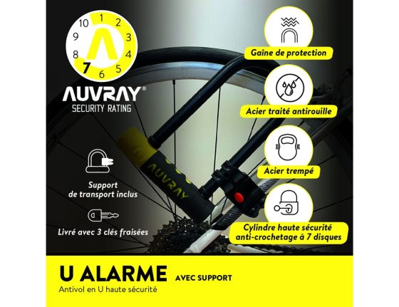Antivol U Auvray U ALARM 90 cm avec support