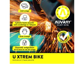 Antivol U haute sécurité à clé Auvray Xtrem Bike 15 cm