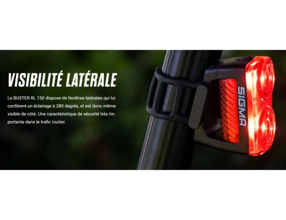 Éclairage arrière avec feu stop Sigma Buster RL 150 - 150 lumens