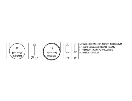 Kit dérailleur inox transfil KBLE compatible Shimano Sram