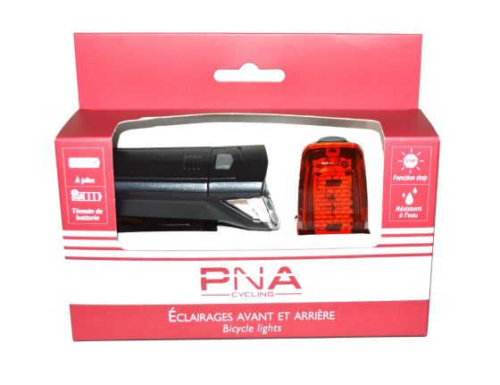 Kit éclairage avant et arrière PNA à piles - 30 Lux
