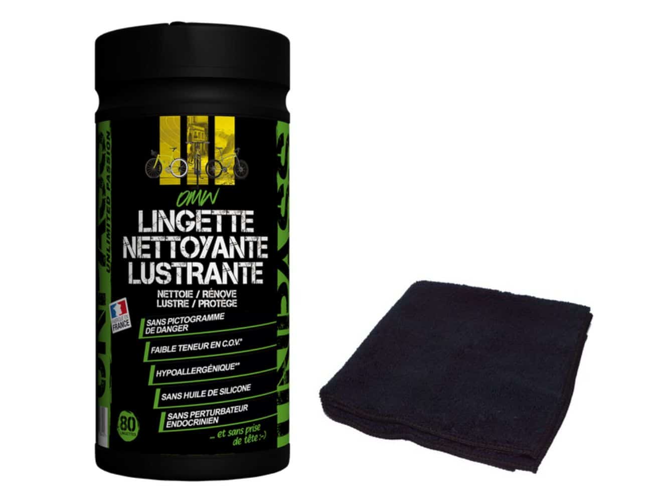 Lingettes nettoyantes lustrantes pour vélo Unpass OMW - 80 pièces