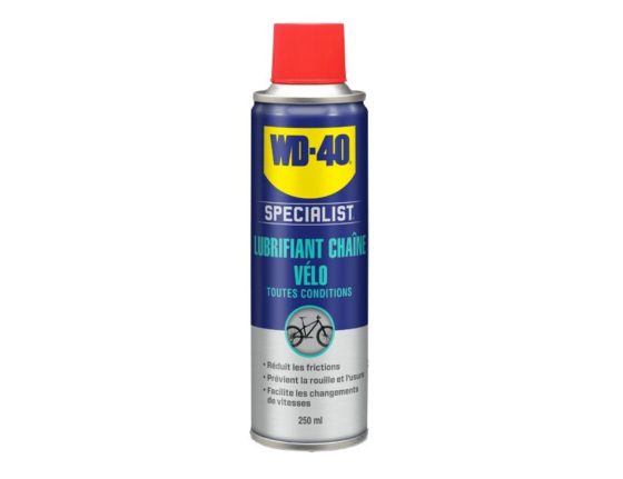 Lubrifiant chaîne vélo WD-40 - 250 ml - toutes conditions