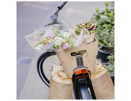 Panier vélo de ville Basil Cento Neo MIK Sable – 21L – fixation MIK incluse