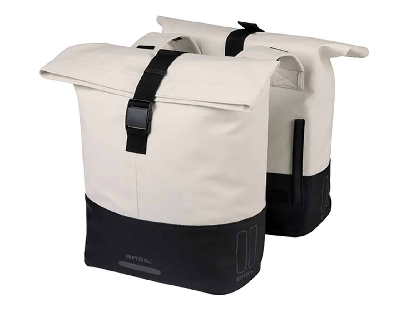 Sacoche arrière double Basil Cove Noir/Blanc cassé - 2 x 16 L