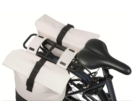 Sacoche arrière double Basil Cove Noir/Blanc cassé - 2 x 16 L
