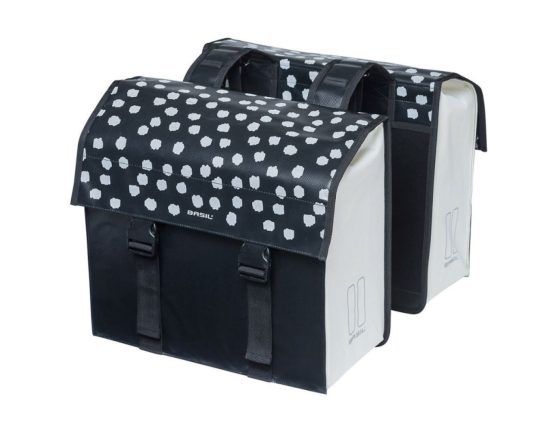 Sacoche double arrière Basil URBAN LOAD pois réfléchissants 2 x 25L