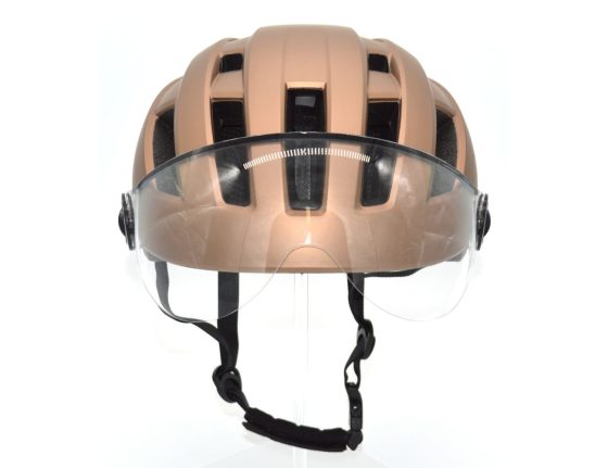 Casque vélo urbain avec visière – Champagne mat – Taille M