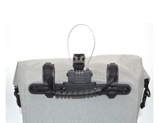 Sacoche arrière EXS étanche 25 L avec antivol – grise réfléchissante
